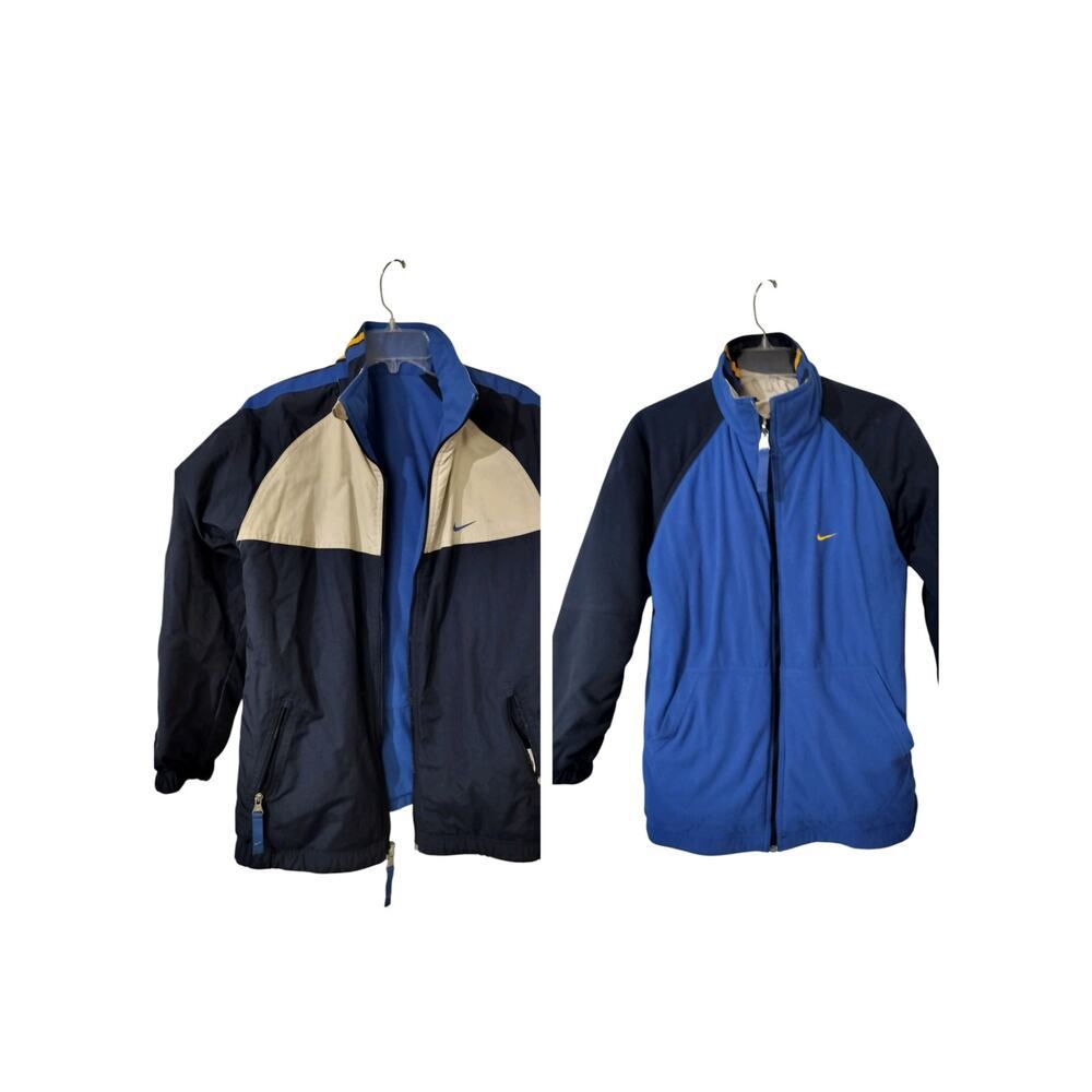 M632) Nike Y2K Reversible Full Zip Boys Nylon Fleece Jacket Large (14-16)